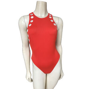 Solid & Striped $129.99 Red Orange One piece Swimsuit Women Ring Bathing Suit XS